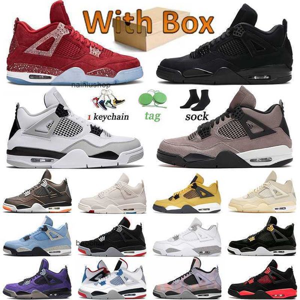 

2023 big size us 13 jumpman 4 sports basketball shoes designer woman red thunder men trainers white oreo royalty taupe haze sneakers canvas, Black