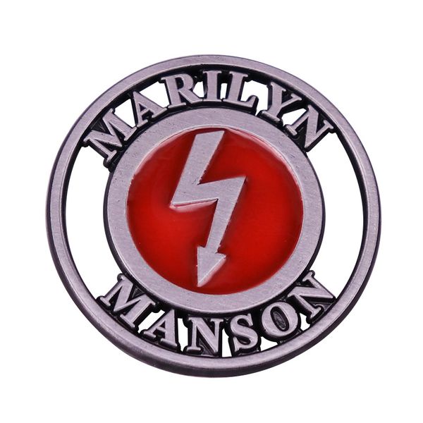 

marilyn manson brooch rock industrial metal band lead singer badge, Blue