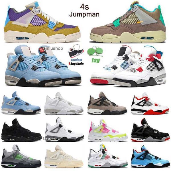 

2023 men women 4s jumpman basketball shoes 4 taupe haze university blue white oreo desert moss fire red mens trainers sport sneakers jordon, Black