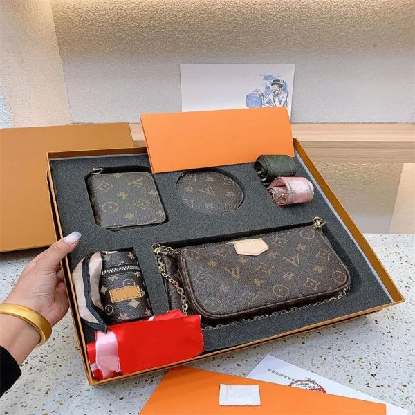 

2023 exclusive designer shoulder bag crossbody 23x13cm luxury messenger tote bag wallet favorite purse 3 piece set chain classic gift box in