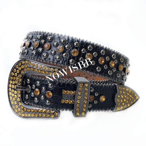 

punk rhinestone belts women designer leather strap diamond bing belt western cowboy y2k e girls fashion belt for jeans men, Black;brown