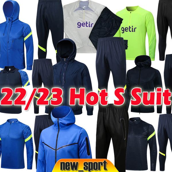 

22 23 spurs soccer training suit dele son soccer jerseys ham bale kane hojbjerg bergwijn lo celso men kids kit shirts long sleeve tracksuit, Black