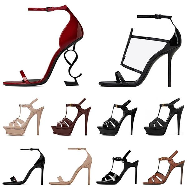 

women luxury dress shoes designer high heels sandals opyum pumps stiletto heel leather open toes party wedding sneakers259r, Black
