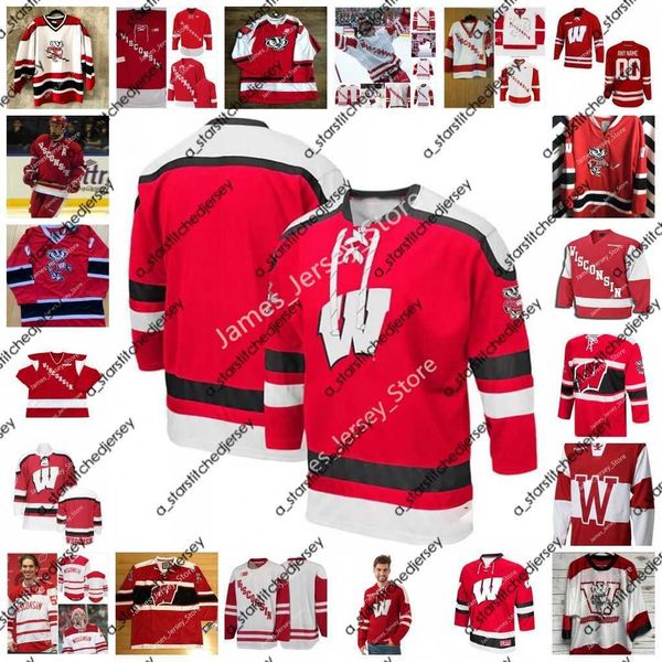 

college hockey wears wisconsin badgers stitched hockey jersey 16 tarek baker 17 jake martin 18 owen lindmark 19 brock caufield 20 josh ess 2, Black