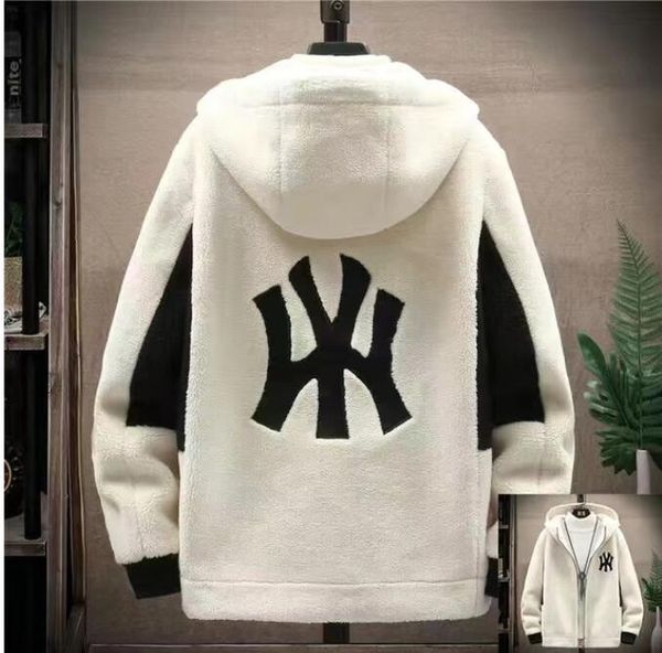 

men's jacket winter fleece warm high-end lamb fleece coat fashion casual hooded zipper sweatshirt harajuku street jogging jackets, Black;brown