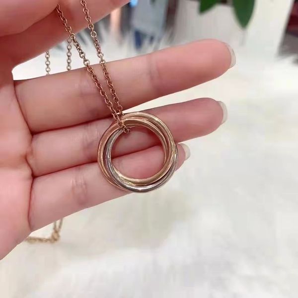 

ca luxury fashion necklace designer 3 ring necklaces 18k gold classic men and women pendant necklace party wedding christmas valentine', Silver