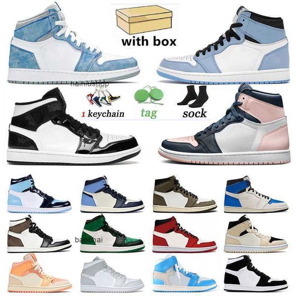 

2023 men women jumpman 1 1s high og basketball shoes dark mocha university blue shadow chicago brand sports white trainers designer jordon j, Black