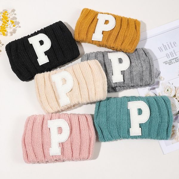 

letter embroidery knitted headbands wide-sided elastic hairbands fashion hair accessories outdoor sports turban headwrap, Slivery;white