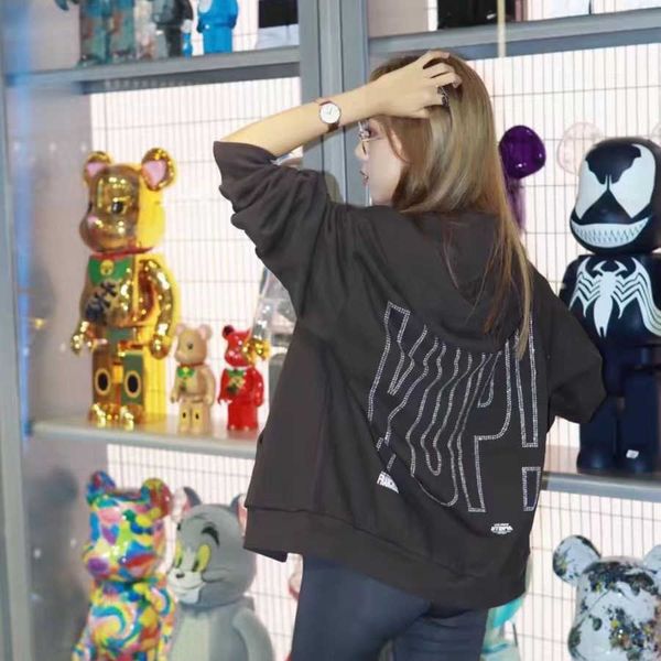 

hoody men hoodie fashion tras outwears sco designer loose high street foam printing plush hooded cardigan sweater women hip hop oversize ins, Black