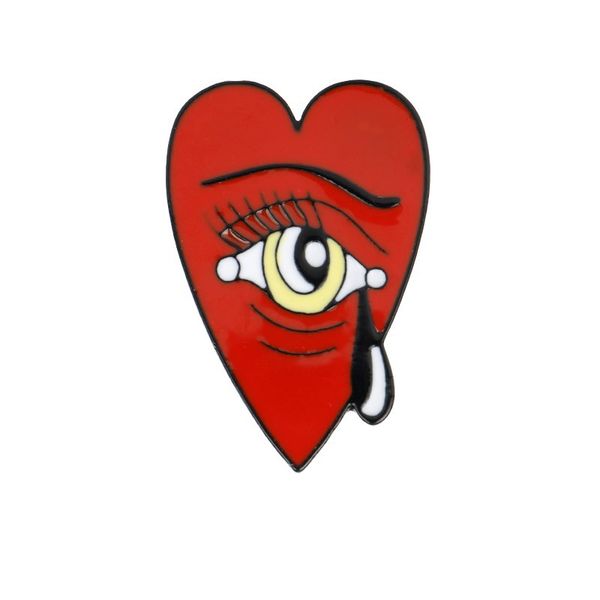 

opular jewelry creative eyes love brooch tearful heart drip oil metal badge, Blue