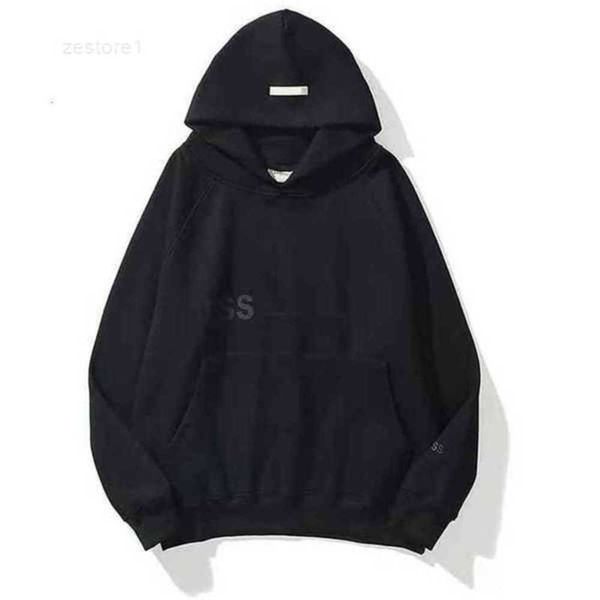 

men's and women hoodies leisure fashion trends essentia designer tracksuit hoody set casual oversize hooded pullover ess wmcn, Black