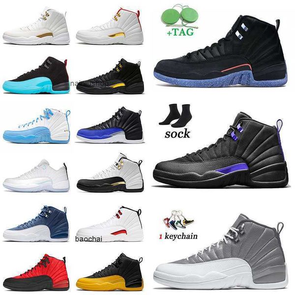 

2023 12 jumpman men arrival basketballs shoes sneakers playoffs stealth flu game royalty university gold 12s sports utility grind trainers j, Black