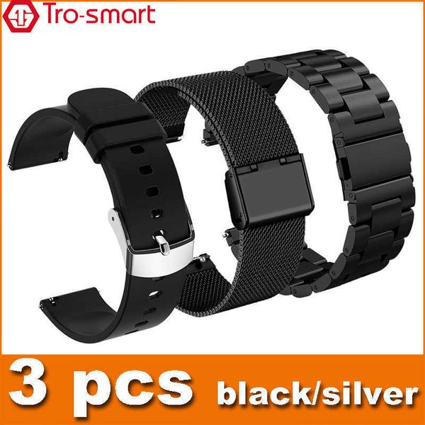 

watch bands 20mm 22mm smart watch strap smartwatch band universal watchband for samsung huawei amazfit xiaomi more other brands 3pcs/lot t22, Black;brown