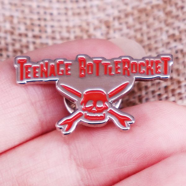

punk rock band teenage bottlerocket skull brooch pin badges, Blue