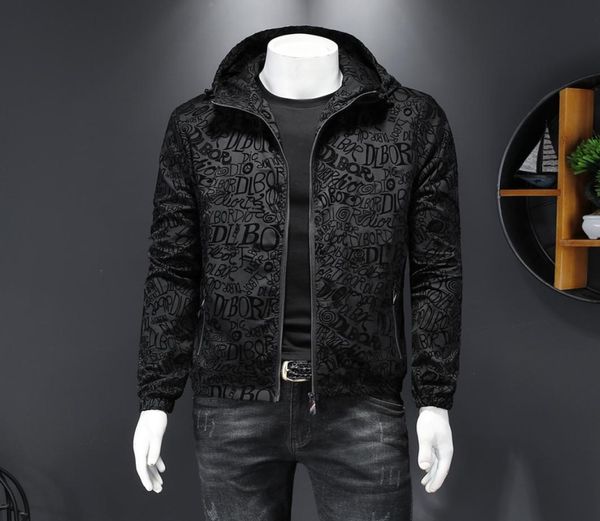 

2021 new trend men039s hooded jacket spring and autumn new heavy craft fashion embossed short jacket baseball uniform men0392073163, Black;brown