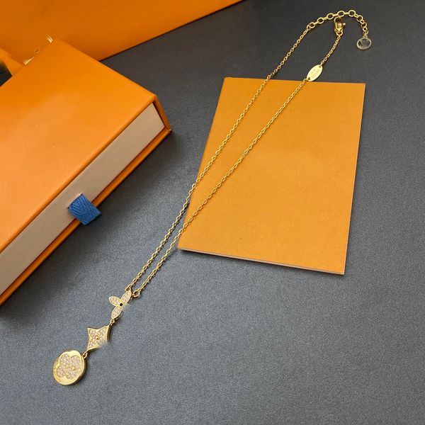 

luxury designer necklace real gold plated brand flower brass copper necklaces choker chain letter pendant fashion womens wedding jewelry acc, Silver