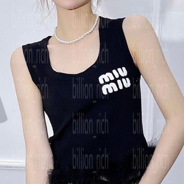 

luxury letter women t shirt sleeveless knit vest white black bottom fur design knitted tanks