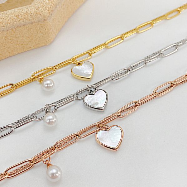 

bangle wholesale double layer pearl bracelet design bangles simple small splicing chain love jewelry, Black