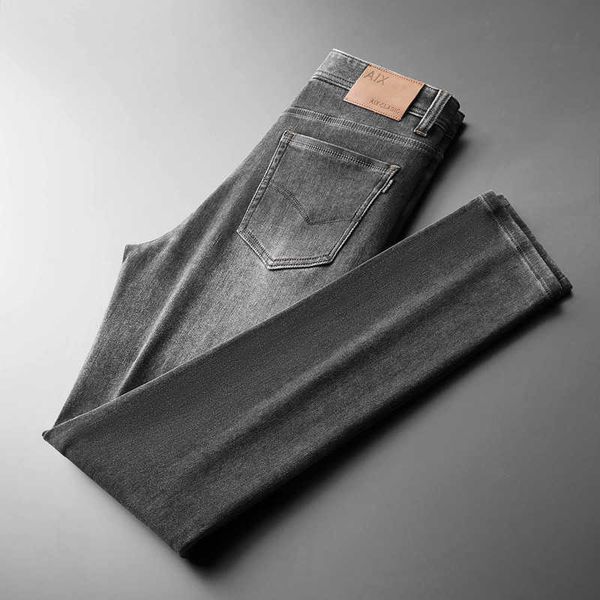 

autumn and winter thickened jeans for men slim high end fashion brand casual pants middle aged versatile long 8222, Blue