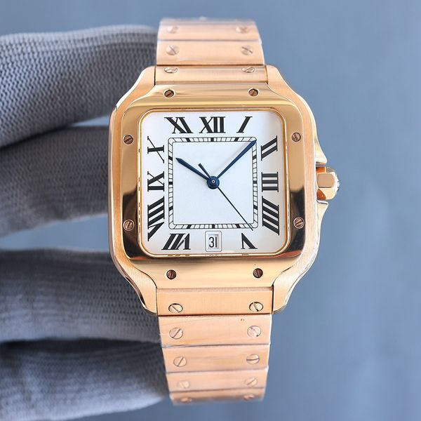 

square mens blue watch 40mm geneva genuine mechanical watches case fashion auto date male waterproof, Slivery;golden