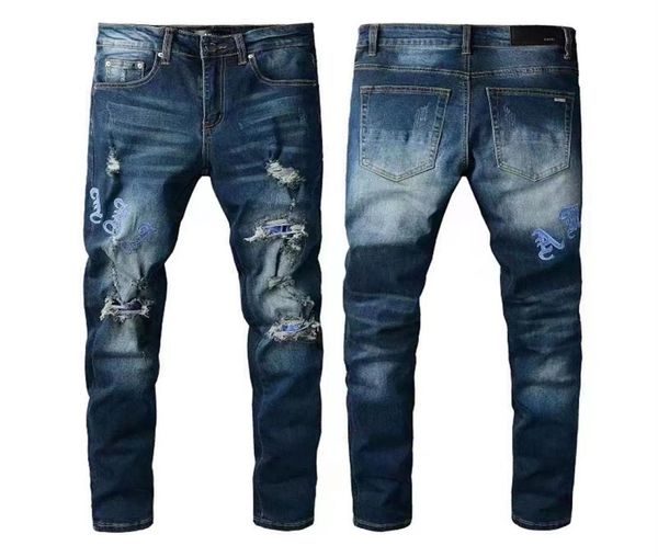 

latest men039s designer luxury jeans distressed distressed bike slim bike fashion pants 28401410760, Blue