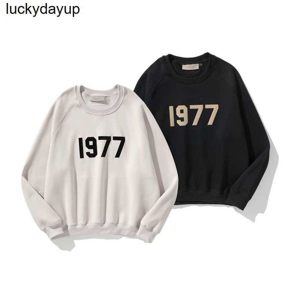 

men's hoodies designer sweatshirts new essential flocking loose round neck sweater fashion brand hoodie, Black