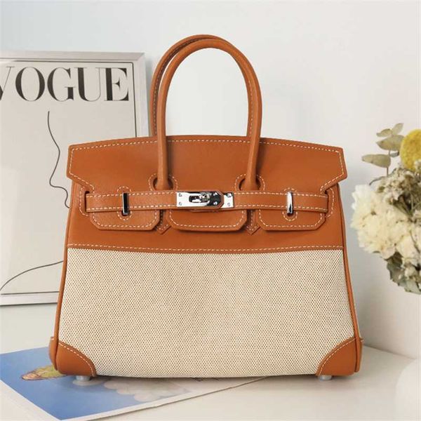 

birkins designer handbag women's bag messenger wrist leisure splicing canvas large capacity portable shoulder zc