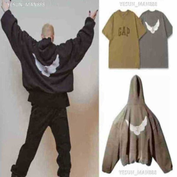

designer kanyes classic wests luxury hoodie three party joint peace dove printed mens and womens oversize pullover sweater hooded, Black