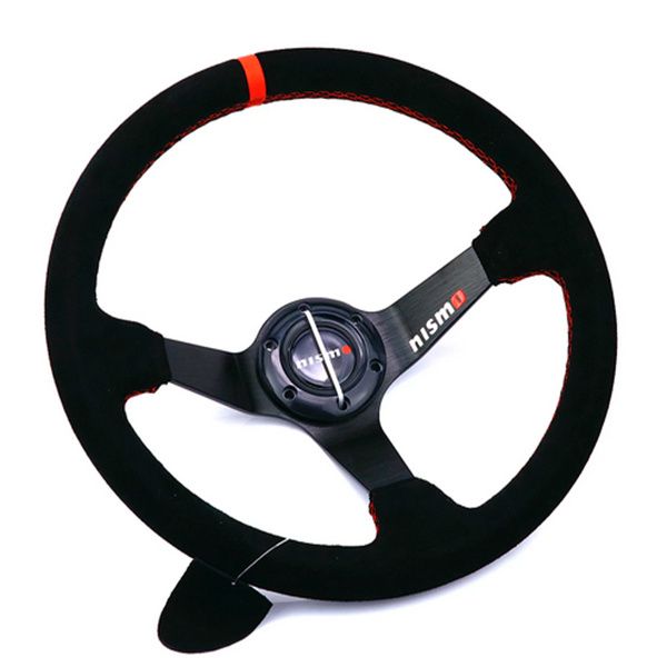 

nismo 350mm/14inch black suede leather deep dish steering wheel car accessories