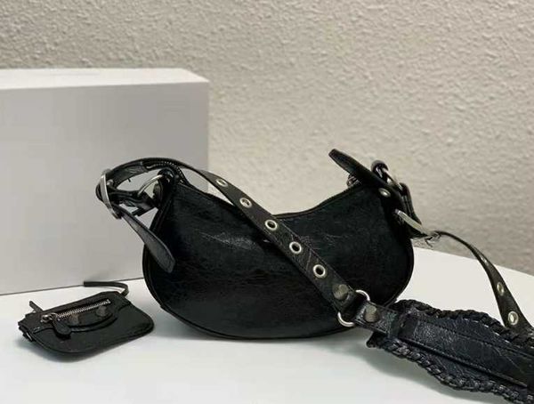 

b bag evening bags designer ba' le cagole half moon cross body genuine patent leather rivet motorcycle shoulder bag crochet wide strap