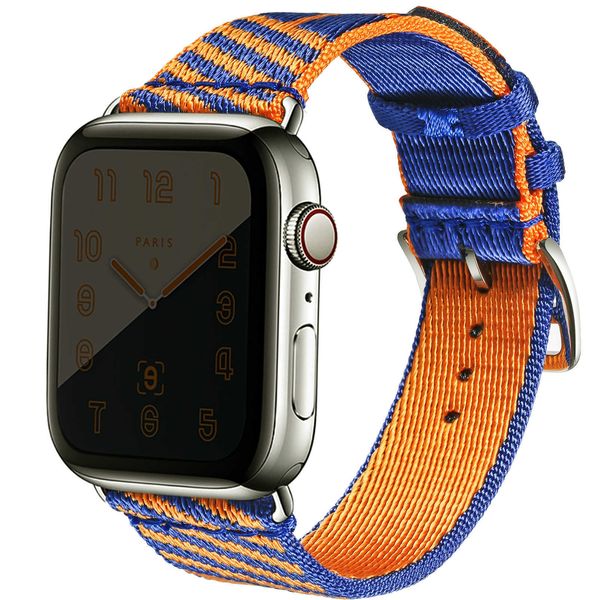 

watch bands orange fabric replacement watchband for apple watch band series 6/5/4/3/2/1 38mm 42mm qualit weaved for iwatch strap 40mm 44mm t, Black;brown