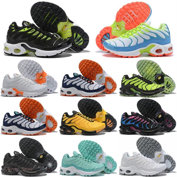 

2021 tn kids shoes enfant breathable soft sports chaussures boys girls tns plus sneakers youth requin trainers2262, Black