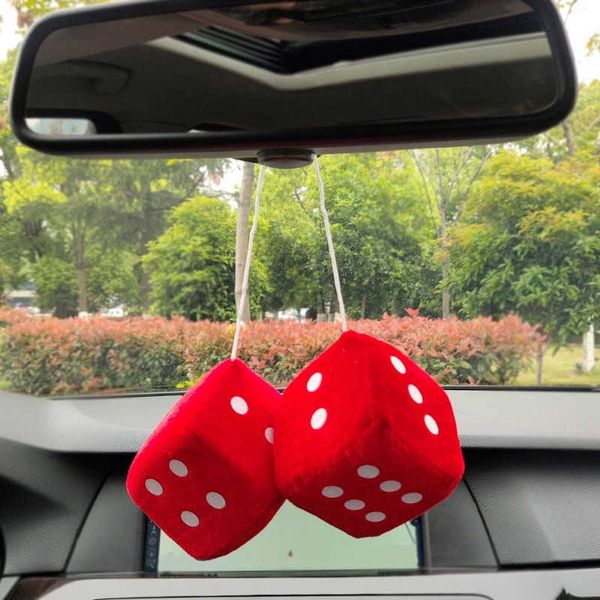 

interior decorations car pendant hanging ornament dice velvet/plush new year gifts rear view mirror goods styling t221215