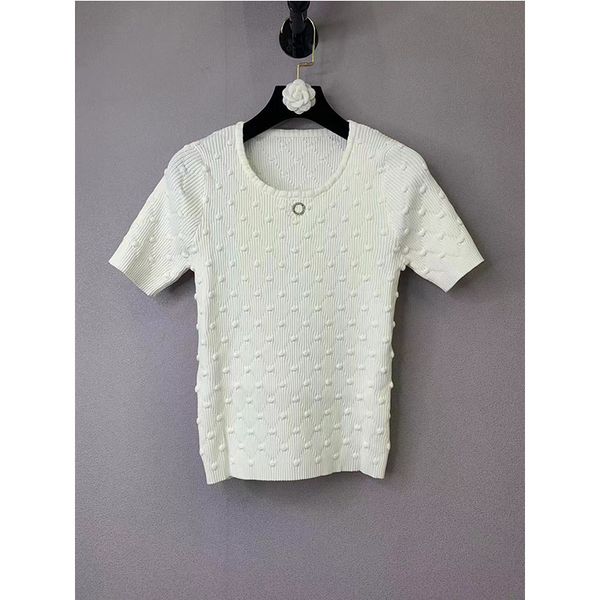 

fashion shirt brand summer women women's t-shirt t new o-neck sweaters 4 colour knitted short sleeve solid sweater casual pullovers, White