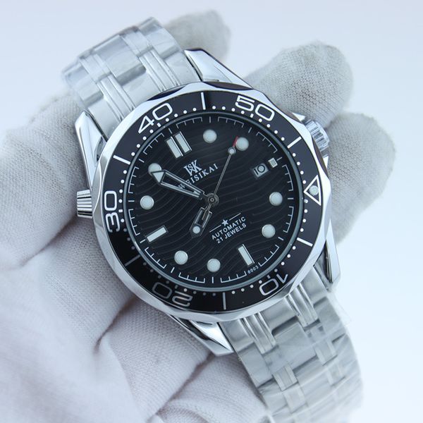 

mens watch automatic mechanical men's watch corrugated series ocean cosmic glow-in-the-dark waterproof watch, Slivery;golden