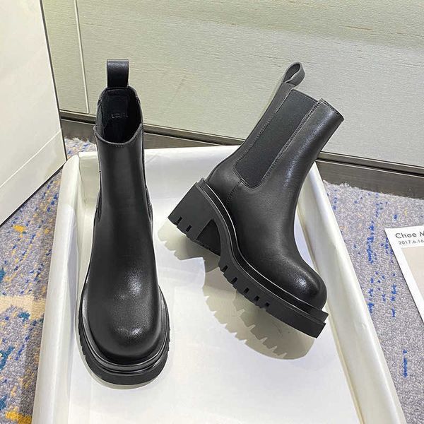 

autumn and winter new thick bottom smoke tube chelsea boots short boots martin boots female single bootsr 2212120, Black