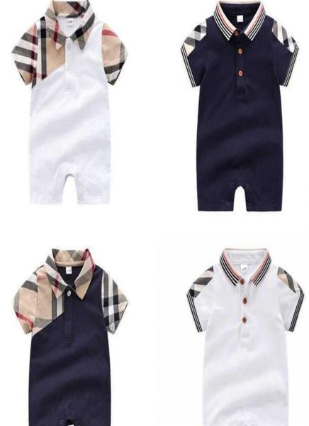 

boys clothes girls kids designer short sleeve plaid romper 100 cotton children039s infant clothing baby infant girl boy clothe9819593, Blue