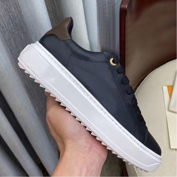 

casual shoes sneaker trainers woman shoe lady sneakers platform men gym women travel leather cowhide fashion letters thick bottom flat shoes, Black