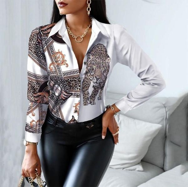 

women039s blouses shirts 2022 spring women fashion print shirt long sleeve womens and buttons casual office blouse c3421778, White