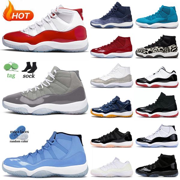 

11s basketball shoes jumpman 11 og trainers cherry cool grey phantom midnight navy animal instinct bred cap and gown mens women sneakers out
