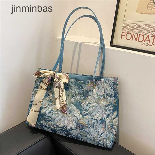

factory 50% fashion bag leisure simple foreign style oil painting tote for women new large capacity portable one shoulder