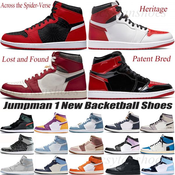 

men women high 1s basketball shoes across the spider-verse hyper royal denim newstalgia patent bred jumpman 1 triple black mens trainer