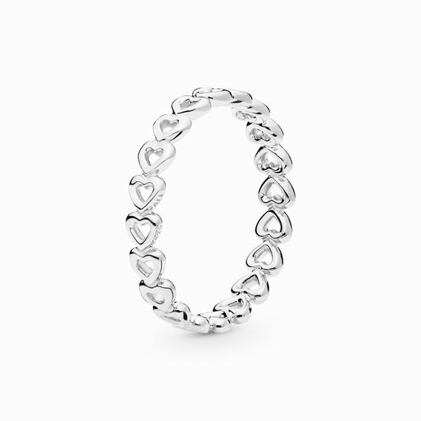 

band of hearts ring real sterling silver with original box for pandora rose gold wedding party jewelry for women girls cute girlfriend gift, Slivery;golden