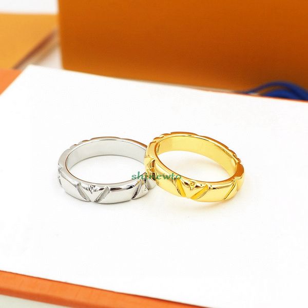 

accessories wedding rings europe america volt ring men lady women stainless steel engraved v initials glod silver 18k plated gold lovers siz