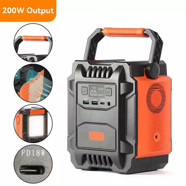 

outdoor 200w ac output multifunction power bank 48000mah portable mini solar charger home solar power generator with handle lamp