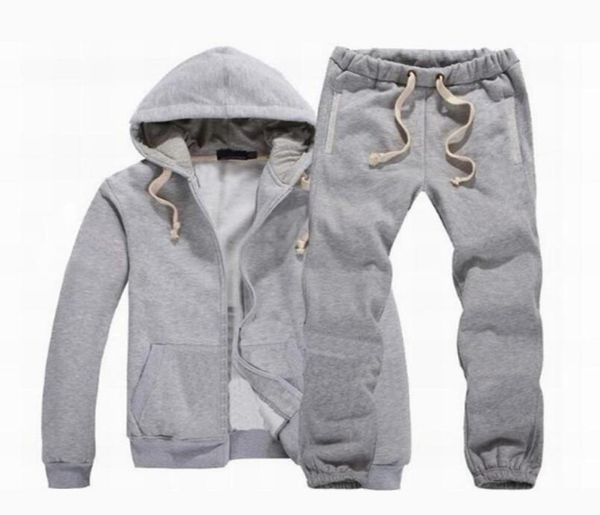 

fashionnew men tracksuit winter hood jacketpants sweatshirts 2 piece set hoodies sporting suit sports coat sportswear4449086, Gray