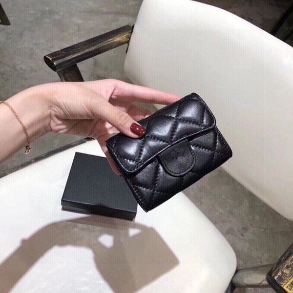 

designer pure fashion woman mini wallet two cc card holders caviar color genuine leather pebble texture luxury black wallet with box, Red;black