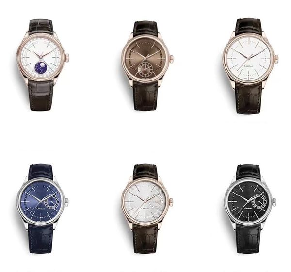 

kz 50535 cellini full series luxury watches moonphase ew factory mks 3195 fully automatic mechanical movement 3132 chain 904l steel 39mm men, Slivery;brown