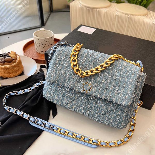 

2022 designer women bag chain tote bags 19 tweed quilted crossbody handbag bag paris brand fashion flap shoulder classic woolen houndstooth3