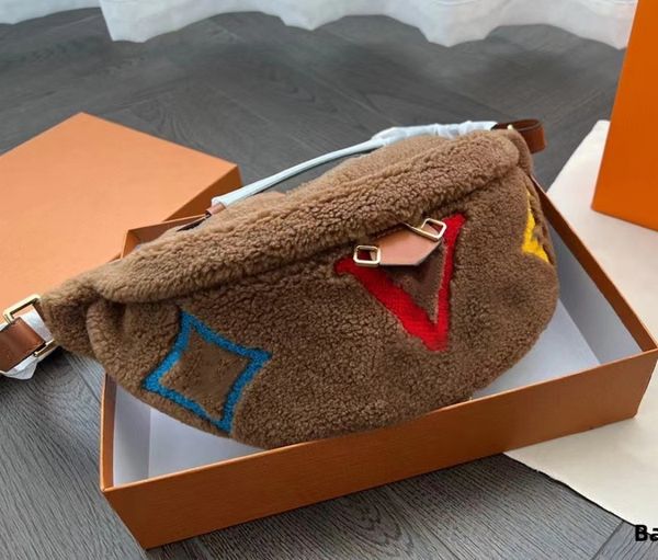 

fashion teddy waist bags for men designer woman fluffy bumbag crossbody winter fuzzy fannypacks women belts bum bag purses fanny packs